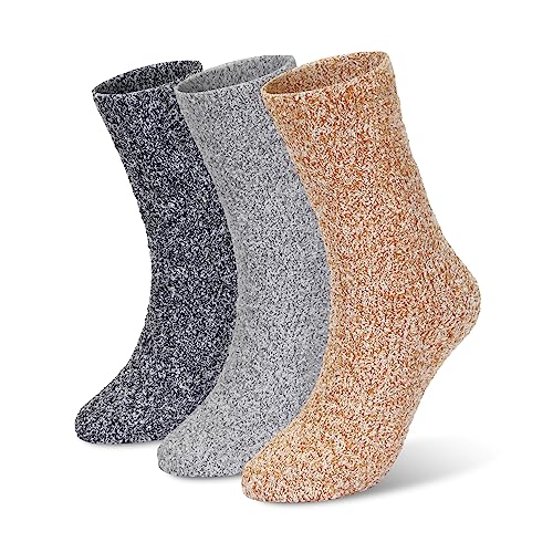 MONFOOT Women's and Men's 2-3 Pack Super Soft Warm Fuzzy Cozy Slipper Crew Socks - Main Image
