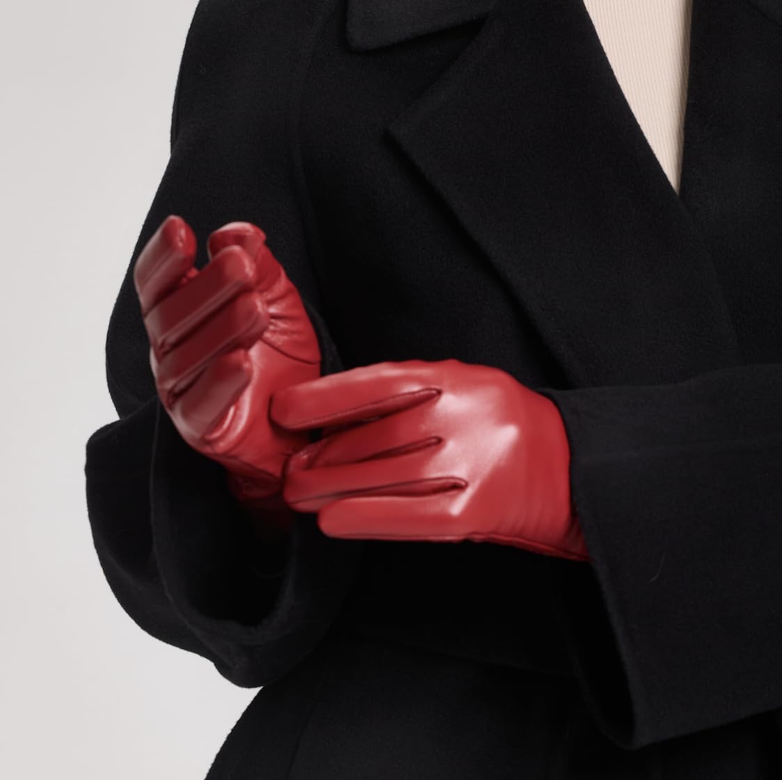 Womens Winter Leather Gloves -TouchScreen Warm Wool Lined Texting Driving Gloves - Image 5