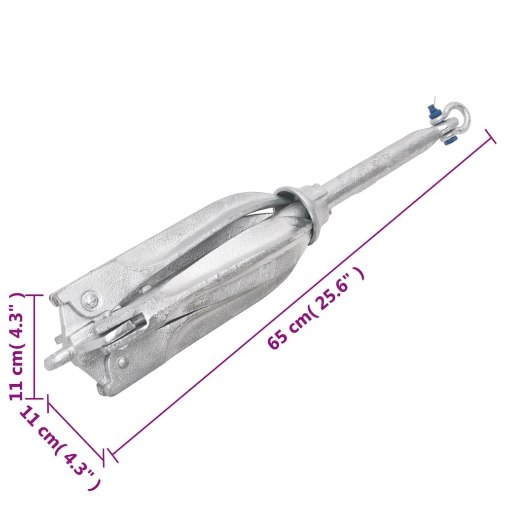 Mangloder - Anclaje plegable de hierro fundido galvanizado en caliente de 10 kg para barcos, kayaks y tablas de remo, ancla de mar portátil con 4 puntos, resistente y resistente a la corrosión, ideal