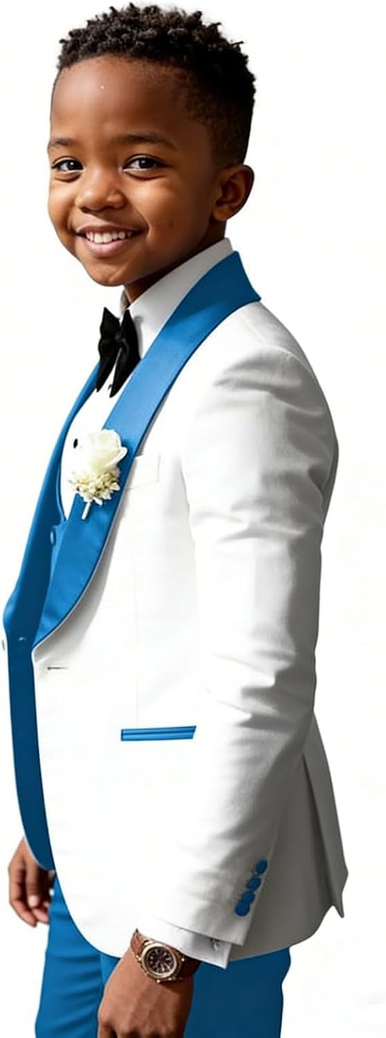Boys 3 Piece Suits Kids Tuxedo Formal Double Breasted Vest Shawl Lapel Blazer Wedding Outfit Ring Bearer