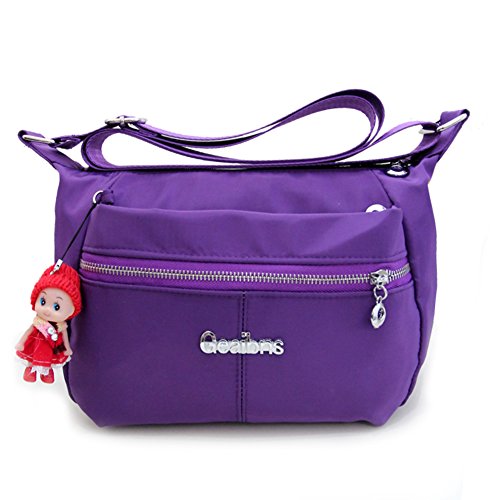 Sac bandoulière en nylon imperméable pour femme avec compartiments de loisirs