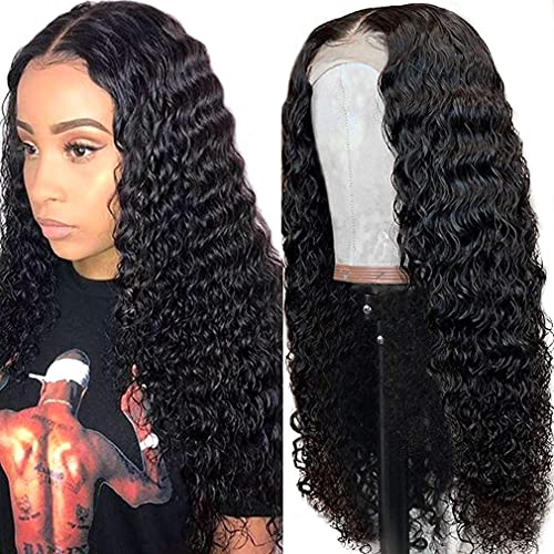 Larhali Hair 4x4 Lace Closure Wigs Brazilian Virgin Human Hair Wigs Deep Wave Lace Front Wigs Human Hair 150% Density Wet and Wave Wigs for Black Women Natural Color (26inch, 4x4 deep wave wigs)