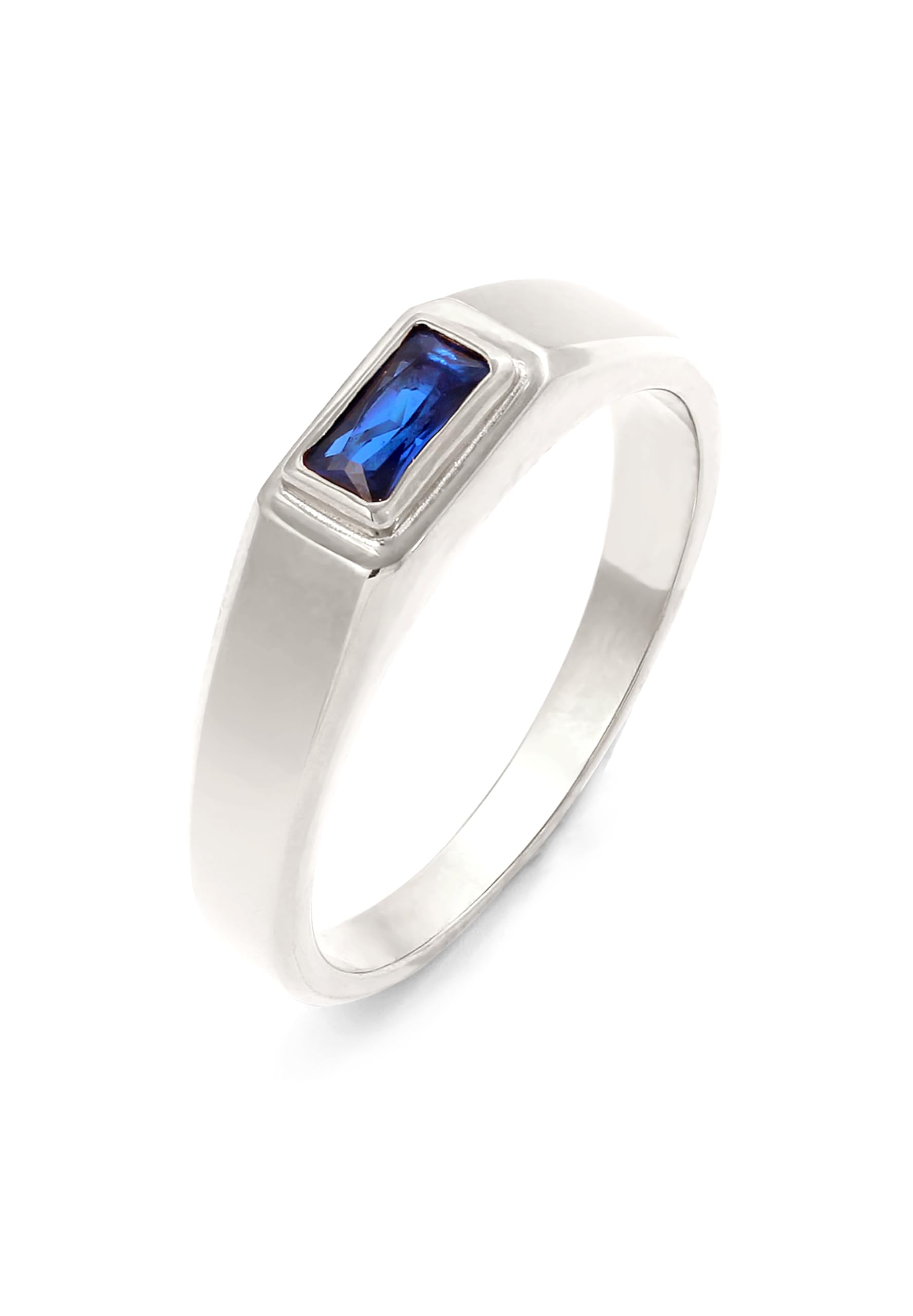 Kuzzoi Anello da uomo con zaffiro in argento sterling 925 lucidato da uomo, misura 60-66, 0605192625