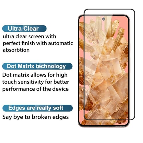 Image of POPIO Cellphone Tempered Glass Screen Protector Compatible For Google Pixel 8 (Black) With Edge To Edge Coverage And Easy Installation Kit