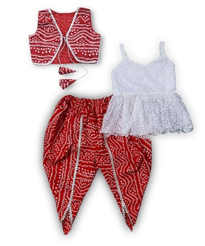Image of Girl's Top And Dhoti and dupatta Set for 2-10 Year