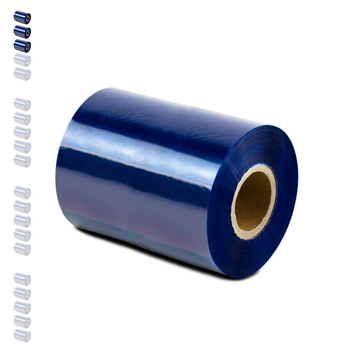 3 Rollen - Thermotransfer Farbband Wachs Qual: 100 | 84mm x 300m (Breite x Länge) | Farbe: Blau | Thermotransferrolle für Industriedrucker | HUTNER