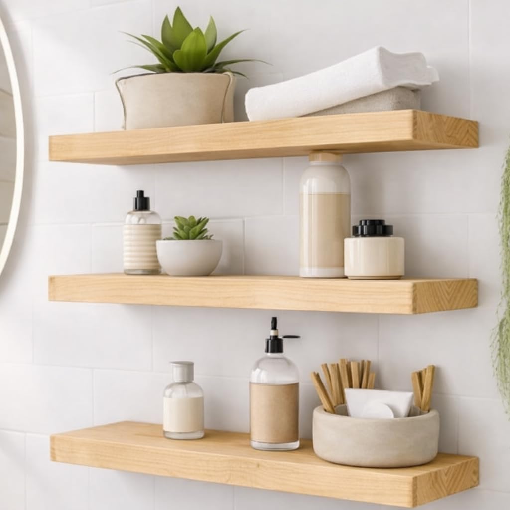 House Of Swann Rustic Floating Shelf, Solid Pine, 6 x 2 inches Wall Mounted, Rectangular, 1 Shelf (Antique Pine, 60 cm) โ image 1