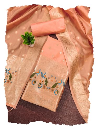 Image of DEVANGI Women's Pathni Banarasi Silk Unstitched Salwar Suit Dress Material With Dupatta