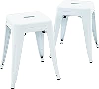 Vista 1 de Brage Living Juego de 2 taburetes industriales de metal de 18 pulgadas, taburetes cortos apilables para aula, sillas de comedor de metal sin espalda