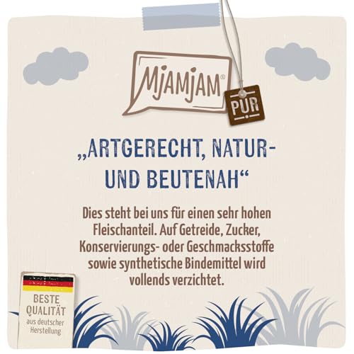 MjAMjAM - Premium Nassfutter für Katzen - purer Fleischgenuss - zarte Ente pur, 6er Pack (6 x 200 g), getreidefrei mit extra viel Fleisch
