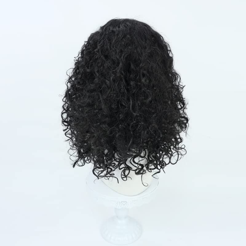 Usopp Wig Sogeking Black Curly Synthetic Hair 48cm Lifelike Party Natural Cosplay Wigs with Bangs (BLK)