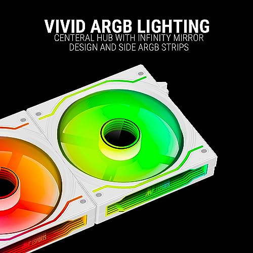 Image of Ant Esports Crystaflow 3 in 1 120mm ARGB Case Fan Kit with ARGB Controller, 2000 RPM, 58.23 CFM Airflow - White