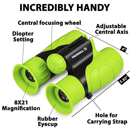 Promora Binoculars for Kids, Set with Magnifying Glass & Compass Purple