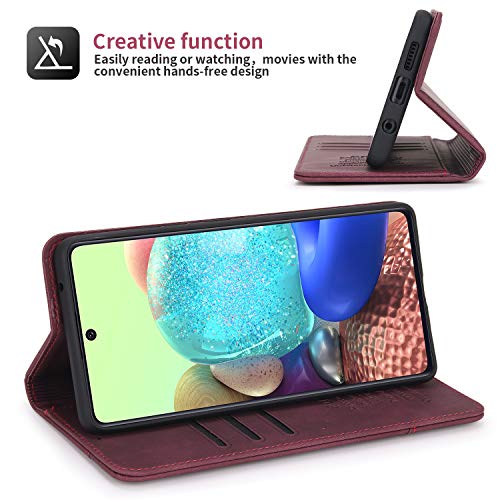 Celular Capa Samsung Galaxy A71 5G Case Flip Kickstand Suporte para 5 Cartões Carteira de Couro de D