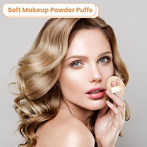 Yasuoa Cosmetic Powder Puff Pure Cotton Foundation Puffs Furry Soft Sponge Makeup Tool With Ribbon Hand Strap For Face Body Powder Skin Care Loose 2.36 Inch/2.76Inch/3.15Inch (Skin Color) #TOP5