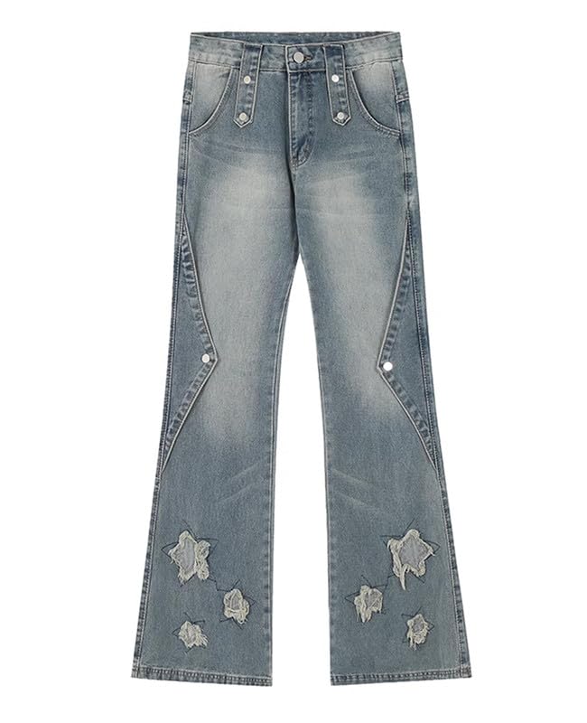 Hopecn Women Y2K Flared Jeans Baggy Aesthetic High Rise Wide Leg Pants 90S Vintage Streetwear Goth Grunge Bell Bottom.3
