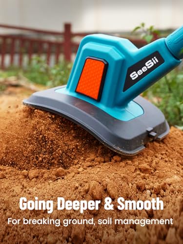 image for SEESII Electric Tiller for Gardening 300 RPM Rototiller Cordless Culti