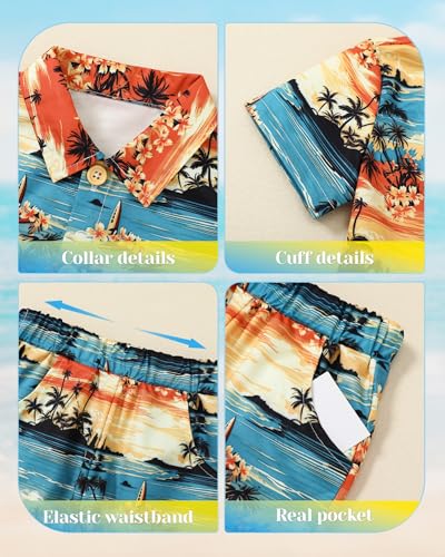 ZOEREA Toddler Baby Boy Clothes Hawaiian Outfit Shorts Sets Printed Button Down Shirt and Shorts Summer Beach Clothes 1-5T3