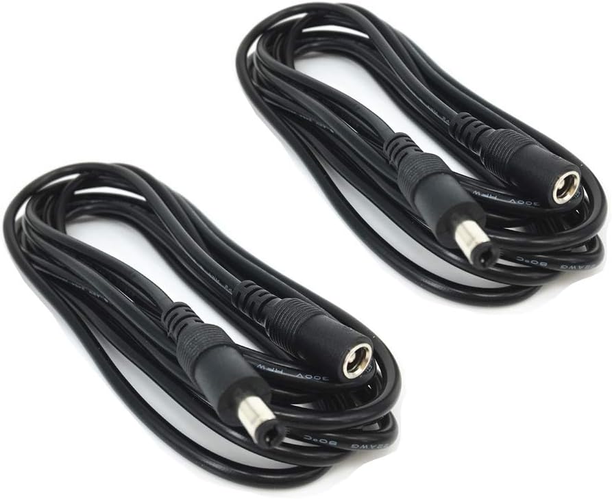 DC Power Extension Cable – 5.5mm X 2.5mm Barrel Plug, 9.84ft Length, 2-Pack