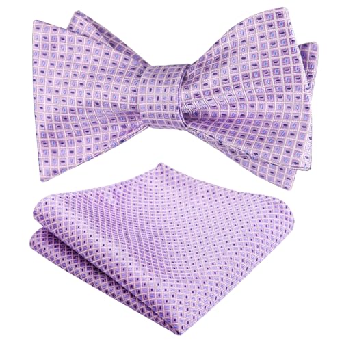 Image of Alizeal Mens 2pcs Solid Self-tied Bow Tie Set | Alizeal Mens 2pcs Self-tied Solid /Animal Bow Tie and Pocket Square Set Perfect for Wedding Business Formal Events
