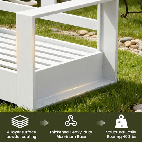 Image of LayinSun Oversized Aluminum Outdoor Furniture Set, 4 Piece Patio Sofa Sets with Coffee Table, Deep Seating and Upgraded 6-inch Cushions for Porch, Balcony, Deck