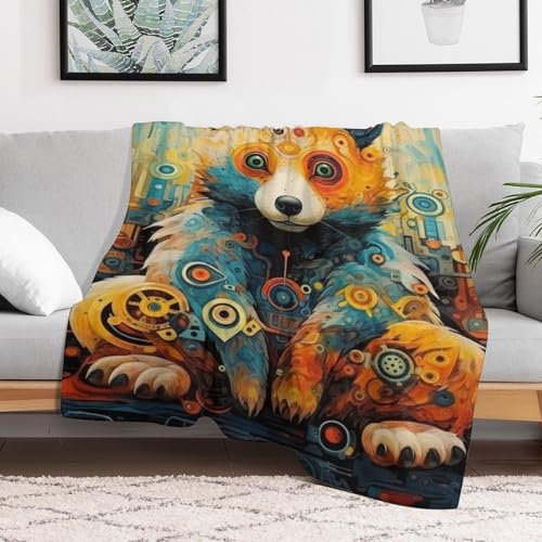 Couverture ours en flannel premium impression 3D haute définition - 3