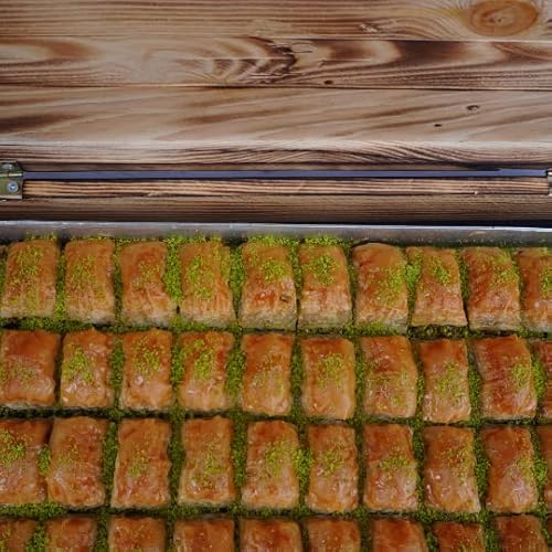 Special Pistachio Handmade Baklava, Turkish Baklava, Wooden Box, Plenty Of Pistachio, Sherbet, Premium #TOP4