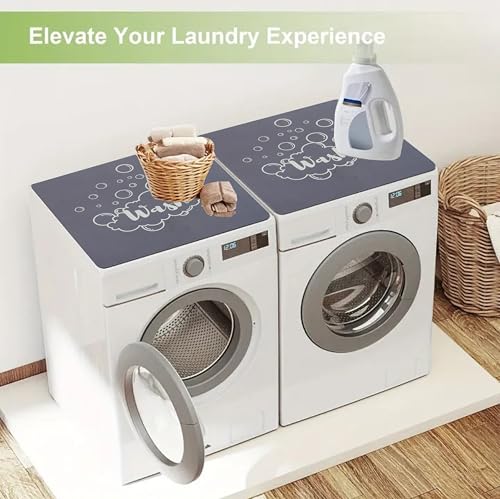 Image of Homecloud Non-Slip Washing Machine Mat - Durable Waterproof Protective Cover for Washer & Dryer, Dust-Resistant Mat Ideal for Laundry Room & Kitchen Appliances (Grey Wash)