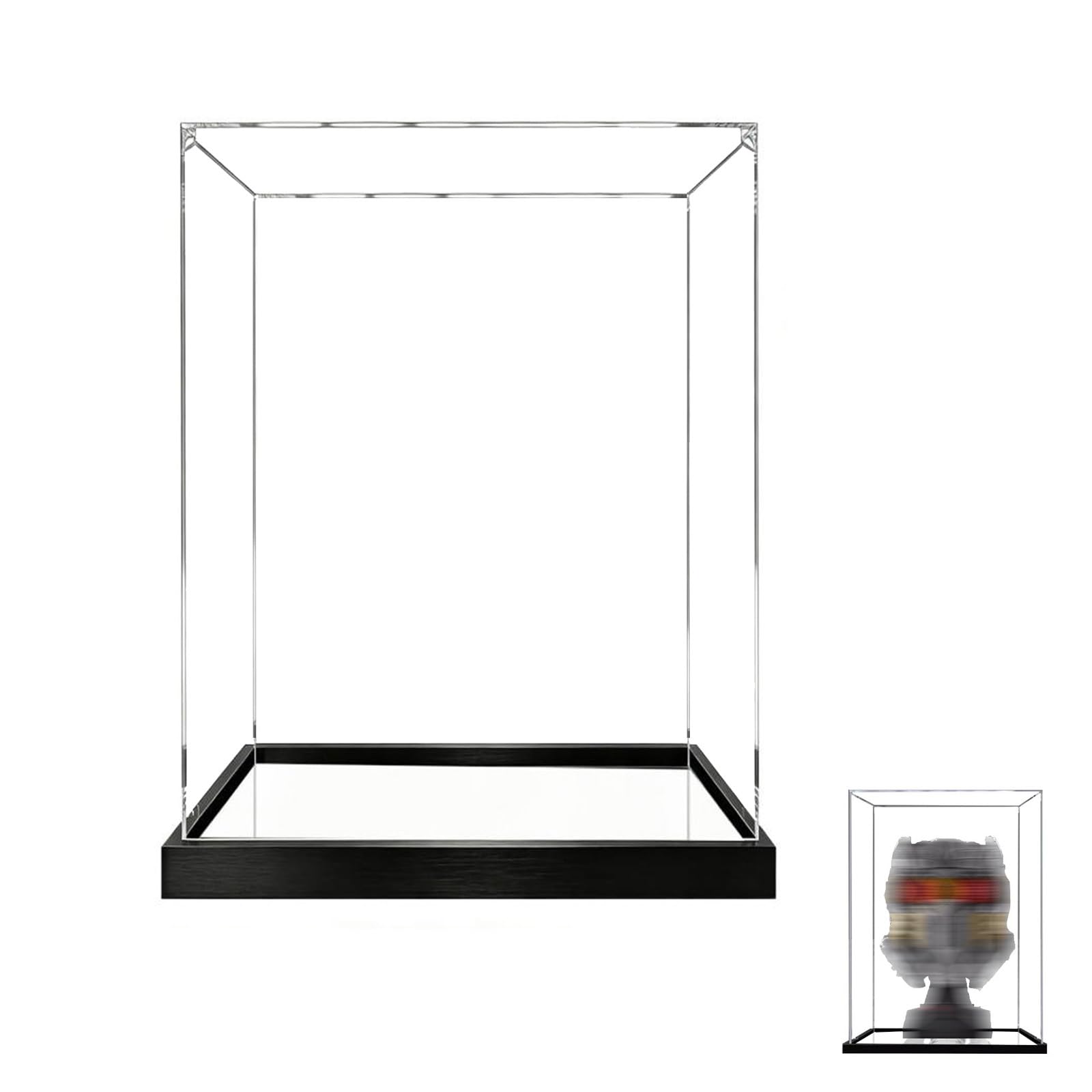 Acrylic Display Case for Lego 76251 Helmet Model, Dustproof Clear Storage Box, UV Protection Display Box Compatible with 76251 (Model Not Included) (3mm-Mirror Base)