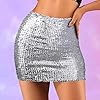 Zoestar Sparkly Sequin Skirt Silver Glitter Mini S... #3