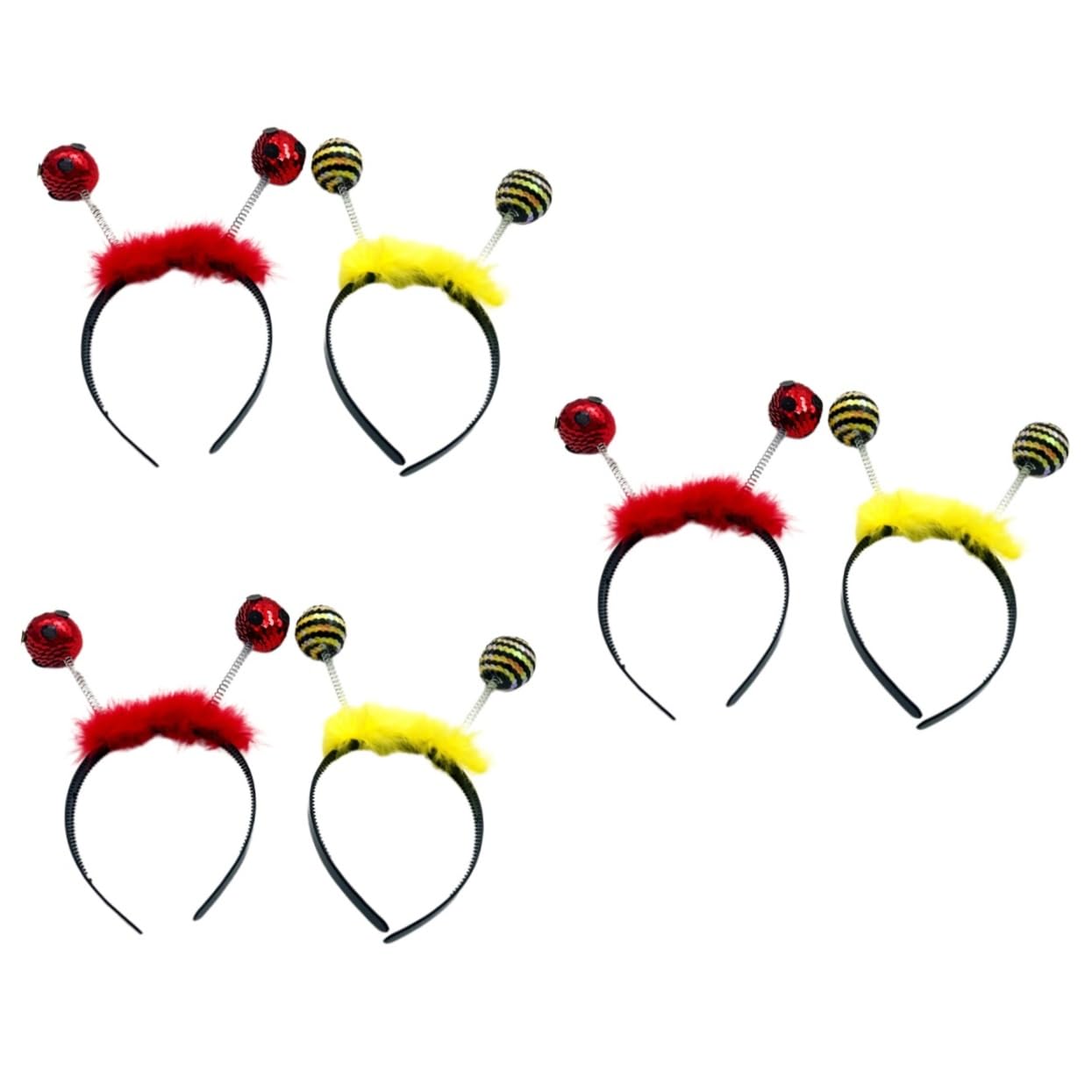FOMIYES 6stücke Federn Haarreifen Mit Glitzerbällen Lustige Haarschmuck-accessoires Für Partys Und Festivals Gelb Rot Für Kostümpartys Und Fotoshootings