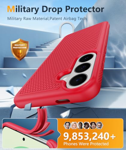 Image of FNTCASE for Samsung Galaxy S26-FE Case: Non Slip TPU Military Grade Red