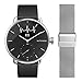 Withings ScanWatch mit Zusatzarmband im Bundle - Hybrid Smartwatch mit EKG, Herzfrequenzsensor und Oximeter, 38mm, schwarz, mit 18mm FKM-Armband schwarz + zusätzliches 18mm Mailänder Armband Silber
