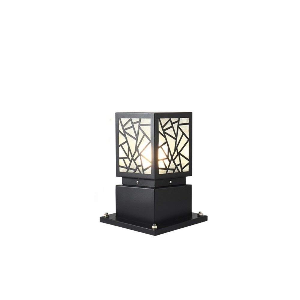 HELCEKOU Vintage 30cm High Garden Post Light Bollard Lantern Modern Glass Patio Decorative Column Lamp Decoration Porch Aisle Park Stone Pillar Pathway