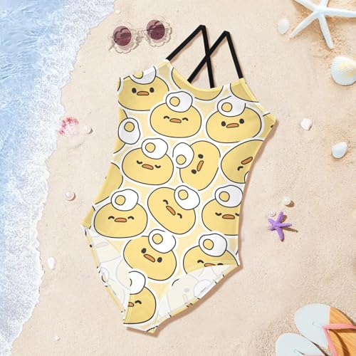 Image of Girls one Piece Swimsuit Summer UPF 50+ Quick Dry Beach Bathing Suit with Straps Swimwear 3-10 Years