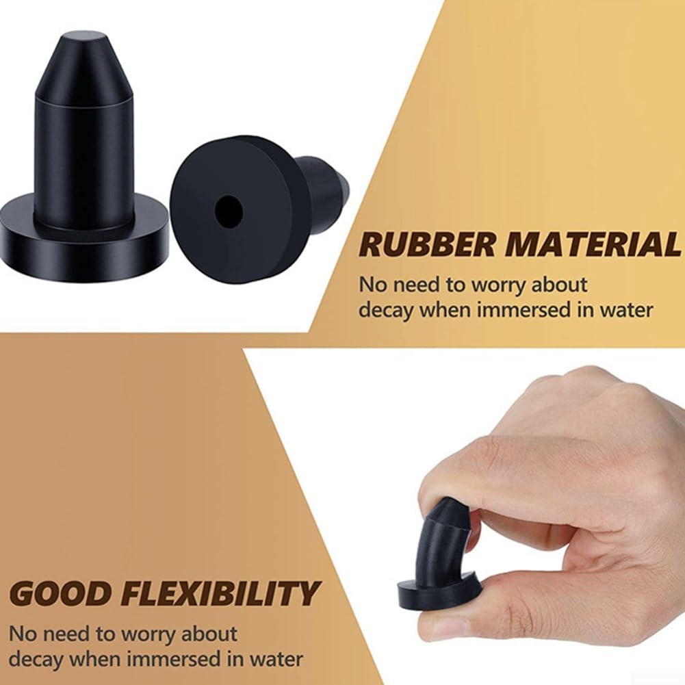 Eawfgtuw Paquete de 2 tapones de goma para agujeros de drenaje para barco de pesca en canoa, pieza de repuesto, sello de cubierta de agujero negro, 31 x 22 mm de diámetro, 12 mm