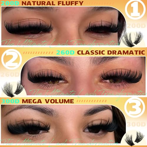 TNFVLONEINS Fluffy Lash Clusters with Spikes 200D+260D+300D Cluster Eyelash Extensions Thick Eyelash Clusters Faux Mink Individual Lashes Full Volume Cluster Lashes 12-20MM Reusable Eyelashes by TNFVLONEINS