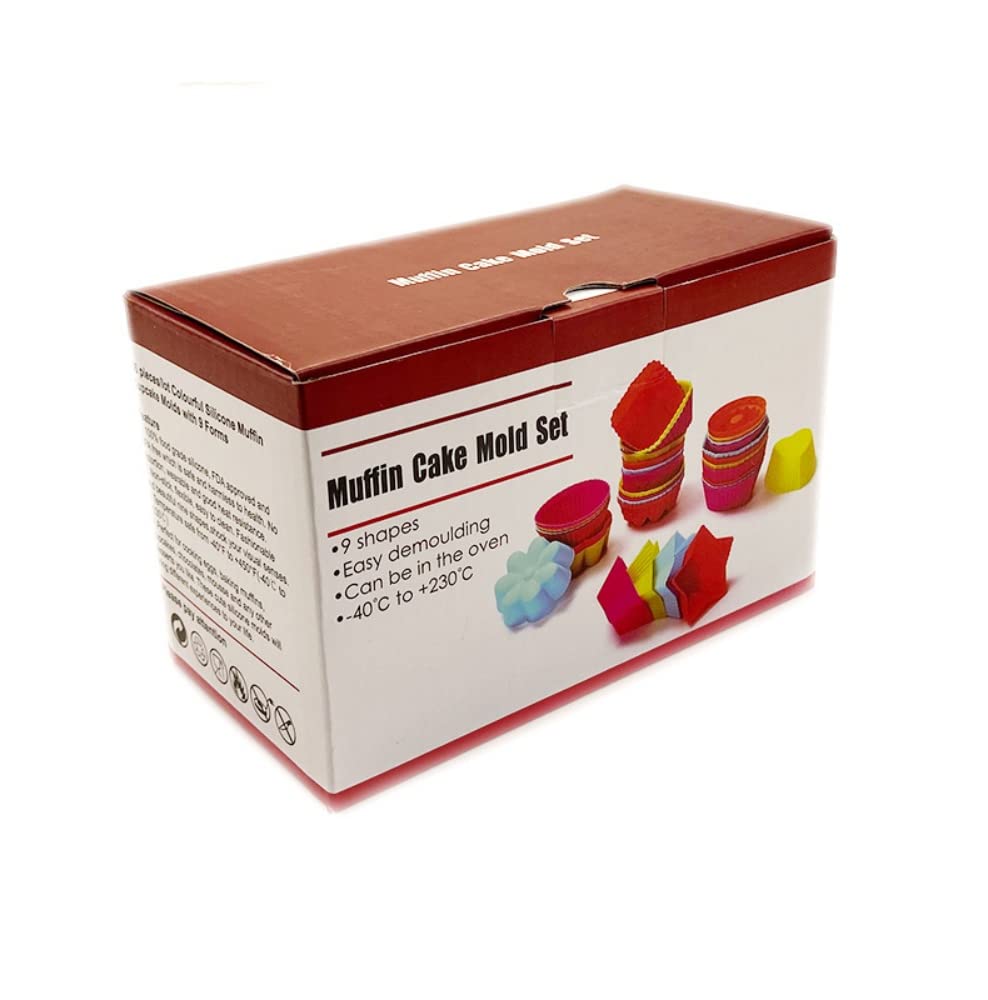 Wiederverwendbare Backförmchen aus Silikon, 36 Stück, bunt, wiederverwendbar, 9 Formen, Silikon, Mini-Cupcake-Formen, antihaftbeschichtet, Muffin-Backförmchen, Cupcake-Förmchen, Süßigkeitenformen-Set