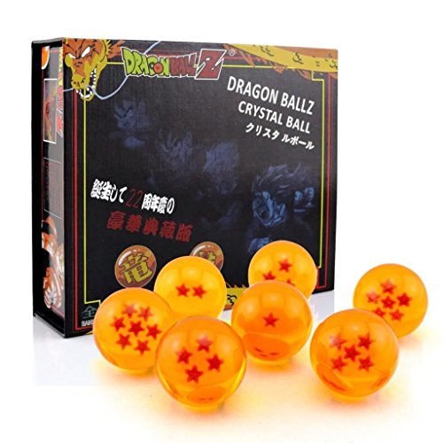 Outletdelocio. Conjunto de 7 Bolas metacrilato Estrellas de Dragon Z. Diametro 43mm. En Estuche de Regalo