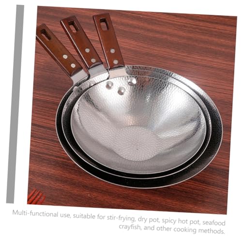 Wok de acero inoxidable con mango de madera HEALLILY miniatura 6
