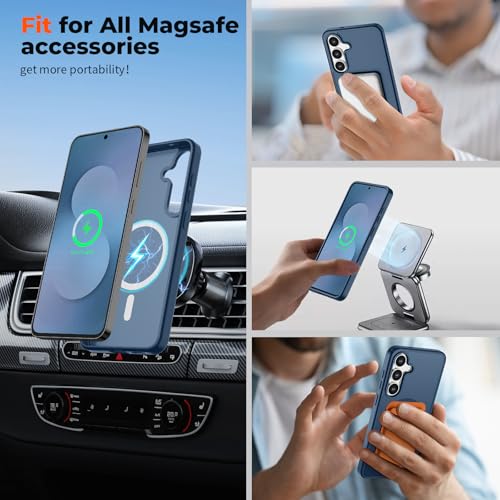 Image of SUPFINE Magnetic for Samsung Galaxy S25 FE Case with Screen Protector, (Built-in Magnets) (Military Grade Drop Protection) Slim Translucent Shockproof Phone Case,Sapphire Blue