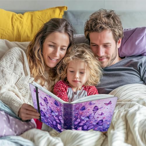 Image of Photo Album 4x6 120 Photos with Strong Elastic Band, Purple Butterfly | Large Capacity Premium Leather Picture Album, Portable Wallet Albums Photo Book for Family Anniversaries Wedding Baby