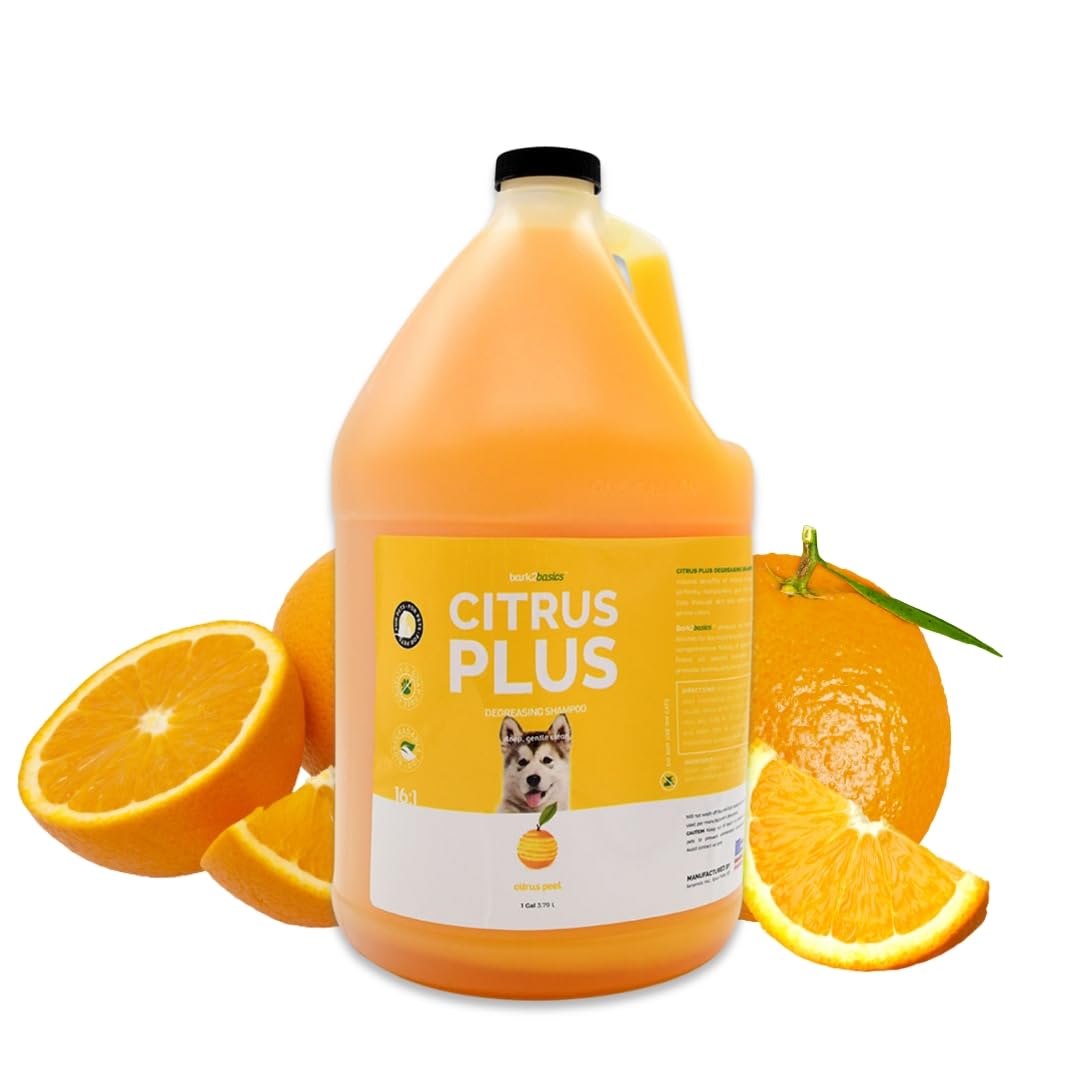 Bark2Basics Citrus Plus Dog Shampoo, 1 Gallon | d-Limonene, All Natural, Cuts Through Dirt and Grease, Professional, Compliments Flea and Tick Regimen