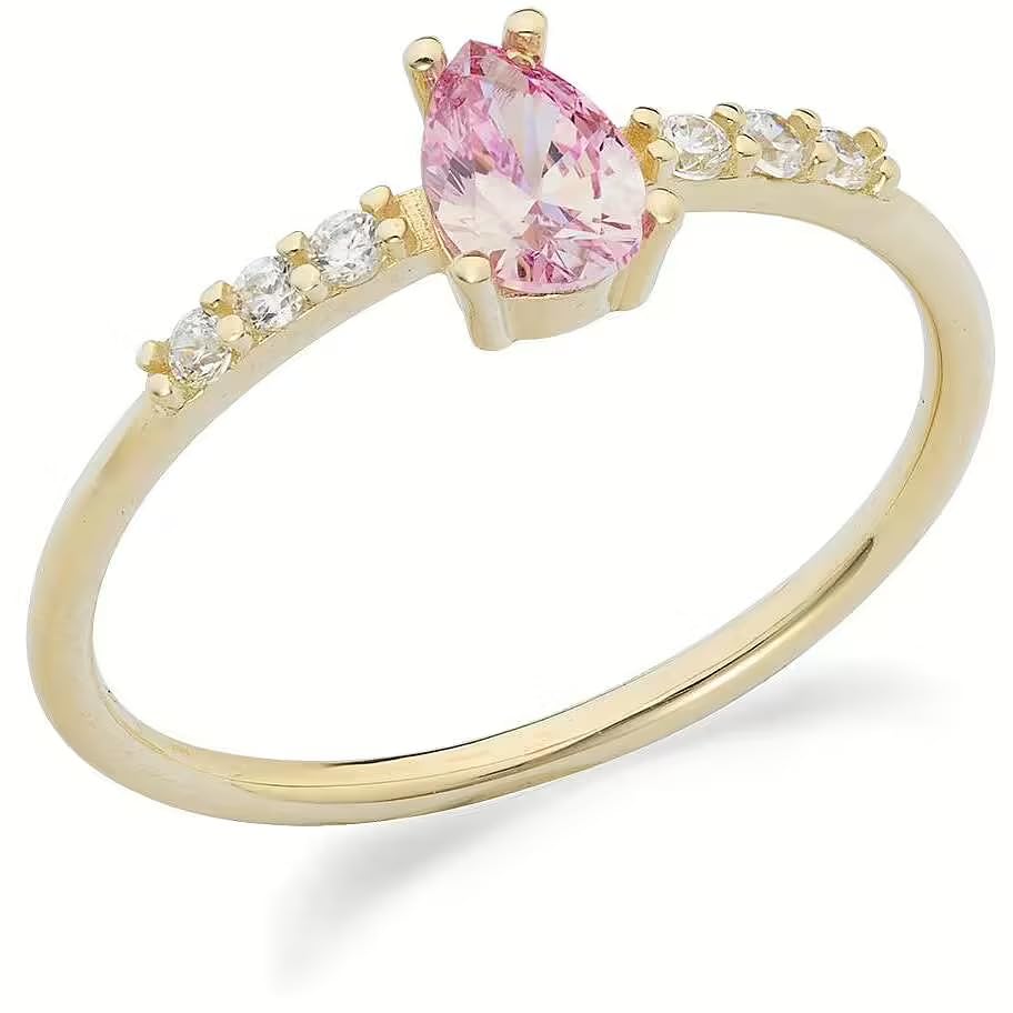 Bague en or jaune NADIR Ambrosia : l'éclat précieux d'un zircon rose élégant