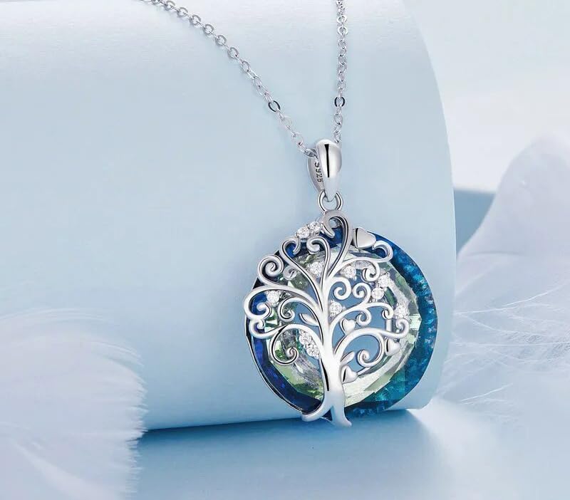 925 Sterling Silver Angel Ring Devil's Eye Pendant Necklace Tree of Life Neck Chain for Women Platinum Plated Jewelry SSS-0220