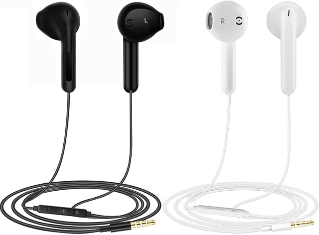 2 Pack Earphones, In-Ear Headphones Wired Earbuds, Noise Isolating Headset With Microphone, Compatible with Phone Pad Samsung HuaWei MP3 Players Tablets and Laptops