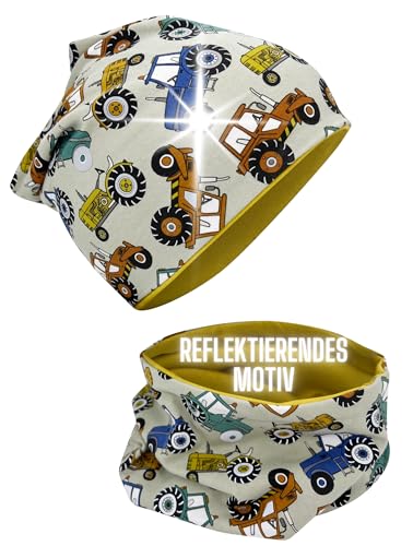 HECKBO Traktor Kinder Loopschal & Beanie – 360° Reflektor –...
