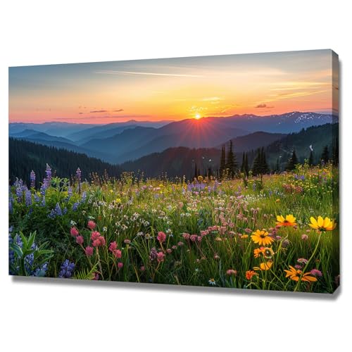 Impression sur toile intissée poster mural paysage cadre 50x70cm