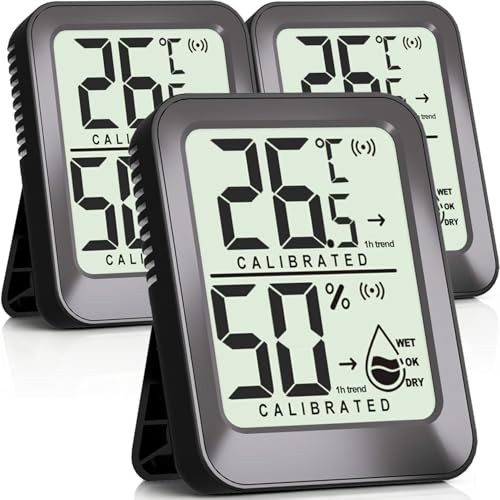 Antonki 3 Stück Raum Thermometer Innen Hygrometer, Temperatur und Luftfeuchtigkeitsmessgerät, Digitale Raumthermometer, Thermo-Hygrometer für...