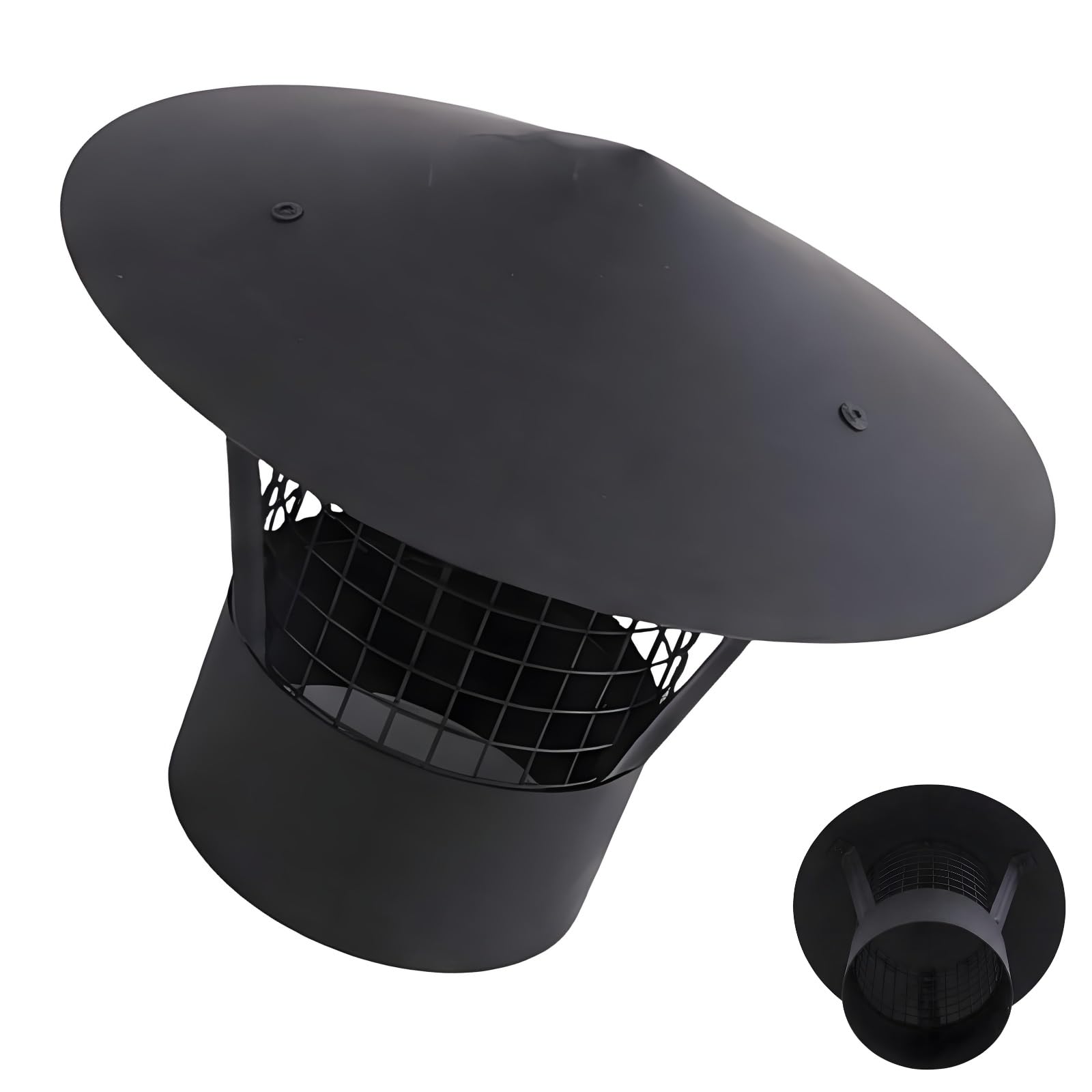 12.5 13.5 15.3 20cm Comignolo Canna Fumaria in Acciaio Inox 304, Comignolo Antivento per Stufa Pellet, Cappello Camino Antipioggia per Canna Fumaria, Tappo di Sfiato per Tetto(125mm/4.9in)